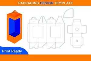 fiore cono scatola Dieline modello e 3d scatola e colore modificabile vettore