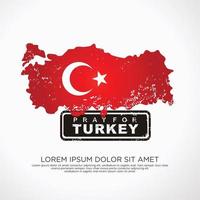grunge stile Turco bandiera e carta geografica per saluto carta vettore