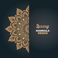 lusso mandala design e islamico sfondo nel d'oro colore vettore