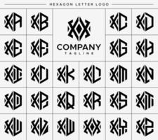 moderno esagono X lettera logo design vettore impostare. esagonale xx X logo grafico modello.