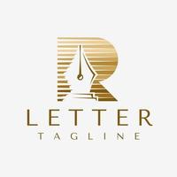 accomodante lettera r logo design modello. lusso linea iniziale r penna logo. vettore