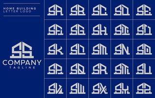 minimalista casa lettera S logo design modello impostare. Casa ss S lettera logo vettore collezione.