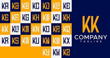minimalista piazza lettera K logo design. semplice scatola kk K lettera logo vettore impostare.