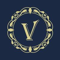 logo, astratto, Vintage ▾ vecchio stile logo icona monogramma. lettera v logo. reale Hotel, premio boutique vettore