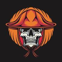 vettore cranio con cowboy cappello retrò illustrazione