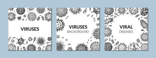 virus piazza sfondo nel schizzo stile. mano disegnato batteri, germe, microrganismo. microbiologia scientifico design. vettore illustrazione nel schizzo stile