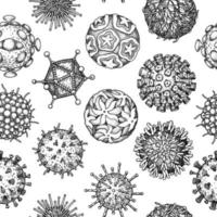 virus senza soluzione di continuità pattina. scientifico mano disegnato vettore illustrazione nel schizzo stile. microscopico microrganismi