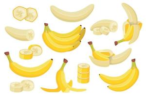 vario Banana piatto impostare. esotico naturale frutta collezione. vettore cartone animato illustrazione