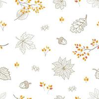 modello senza cuciture disegnato a mano delle foglie di autunno, per decorativo, tessuto, tessuto, stampa o carta da parati vettore