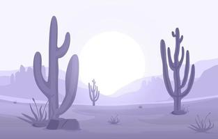 giornata nel vasto deserto americano occidentale con l'illustrazione del paesaggio dell'orizzonte di cactus vettore