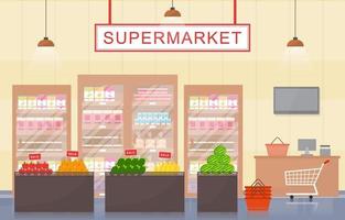 illustrazione piana interna della drogheria del supermercato