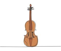 disegno a linea continua di violino su sfondo bianco. concetto di strumenti musicali a corde alla moda una linea di disegno grafico illustrazione vettoriale