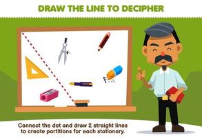 formazione scolastica gioco per bambini Aiuto insegnante disegnare il Linee per separato stazionario attrezzo stampabile attrezzo foglio di lavoro vettore