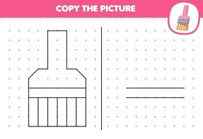 formazione scolastica gioco per bambini copia carino cartone animato spazzola immagine di collegamento il punto stampabile attrezzo foglio di lavoro vettore
