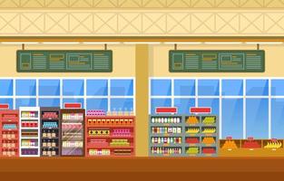 illustrazione piana interna della drogheria del supermercato