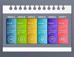 infografiche aziendali. timeline con 6 passaggi o opzioni vettore