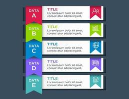 modello di progettazione etichetta infografica vettoriale con icone e 5 opzioni o passaggi