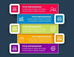 modello di progettazione etichetta infografica vettoriale con icone e 5 opzioni o passaggi