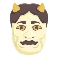 arrabbiato maschera icona cartone animato vettore. Giappone viso vettore