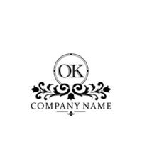 lettera ok floreale logo design. logo per donne bellezza salone massaggio cosmetico o terme marca vettore
