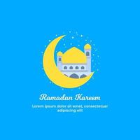 carino moschea cartone animato. Ramadhan saluto vettore