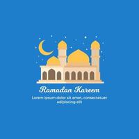 carino moschea cartone animato. Ramadhan saluto vettore