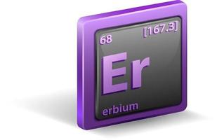 elemento chimico dell'erbio. simbolo chimico con numero atomico e massa atomica. vettore