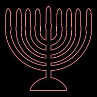 neon chanukah menorah ebraico vacanza candelabri con candele Israele candela titolare rosso colore vettore illustrazione Immagine piatto stile