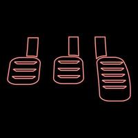 neon pedali freno frizione acceleratore Manuale trasmissione auto rosso colore vettore illustrazione Immagine piatto stile