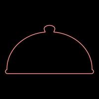 neon campana di vetro servendo piatto ristorante copertina cupola piatto coperture per mantenere cibo caldo convesso coperchio squisito presentazione buongustaio pasto ristorazione concetto rosso colore vettore illustrazione Immagine piatto stile