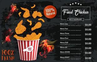 carne di pollo fritta. elementi di design del menu fast food. vettore