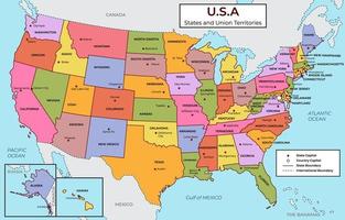 dettagliato carta geografica di Stati Uniti d'America vettore