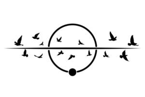 sagome di uccelli in volo su sfondo isolato. illustrazione vettoriale. uccello isolato in volo. disegno di sfondo tatuaggio e carta da parati. Mosca degli uccelli e forme geometriche. vettore