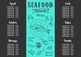 modello di menu del ristorante di pesce. vettore. vettore