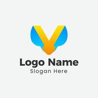 moderno v lettera logo, colorato v logo, vettore logo lettera v design modello