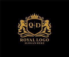 iniziale qd lettera Leone reale lusso logo modello nel vettore arte per ristorante, regalità, boutique, bar, Hotel, araldico, gioielleria, moda e altro vettore illustrazione.