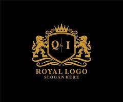 iniziale qi lettera Leone reale lusso logo modello nel vettore arte per ristorante, regalità, boutique, bar, Hotel, araldico, gioielleria, moda e altro vettore illustrazione.