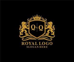 iniziale qq lettera Leone reale lusso logo modello nel vettore arte per ristorante, regalità, boutique, bar, Hotel, araldico, gioielleria, moda e altro vettore illustrazione.