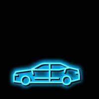 berlina auto neon splendore icona illustrazione vettore