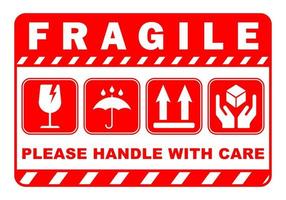 etichetta fragile maniglia con cura stampabile cartello simbolo per consegna pacchetto semplice minimalista design vettore