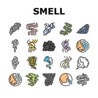 odore Fumo gas naso aroma icone impostato vettore