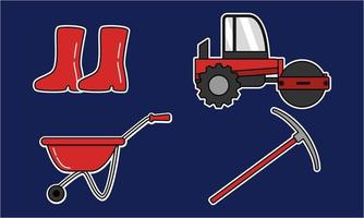 costruzione attrezzatura etichetta icone vettore