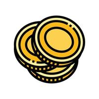 mucchio oro moneta colore icona vettore illustrazione