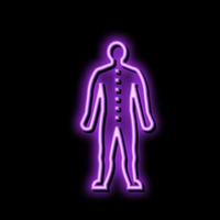 colonna vertebrale dolore corpo dolore neon splendore icona illustrazione vettore