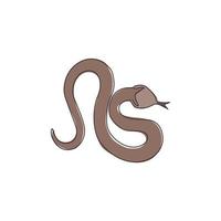 un disegno a linea continua di serpente velenoso per il logo del club amante degli animali rettile. concetto di mascotte mamba nero mortale per l'icona del gruppo di amante del serpente pericoloso. illustrazione vettoriale di disegno a linea singola