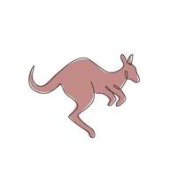 disegno a linea continua di adorabile canguro che salta per l'identità del logo dello zoo nazionale. concetto di mascotte animale australiano per l'icona della campagna turistica di viaggio. illustrazione vettoriale di disegno di una linea di disegno