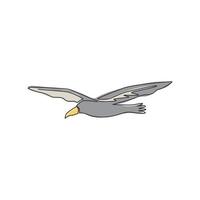 un disegno a tratteggio continuo di un simpatico albatro per l'identità del logo di conservazione degli uccelli. adorabile concetto di mascotte di uccelli marini per l'icona dello zoo nazionale. illustrazione vettoriale di design grafico di disegno a linea singola alla moda