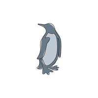 un disegno a tratteggio continuo di un pinguino divertente per l'identità del logo dell'azienda di giocattoli per bambini. concetto di mascotte dell'uccello del polo sud per il parco nazionale di conservazione. illustrazione vettoriale di disegno grafico di disegno a linea singola