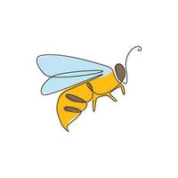 un disegno a linea continua di un'elegante ape per l'identità del logo aziendale. concetto di icona di fattoria di miele biologico da forma animale di vespa insetto. illustrazione vettoriale di disegno grafico di disegno a linea singola