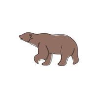 un disegno a tratteggio di un simpatico orso grizzly per l'identità del logo aziendale. concetto di icona di società di affari da forma animale mammifero selvatico. illustrazione grafica di disegno di disegno di vettore di linea continua moderna